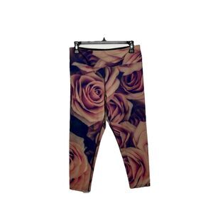 Eagle Rock Werkshop Pink Orange Roses Purple Capri Yoga Leggings Sz Large